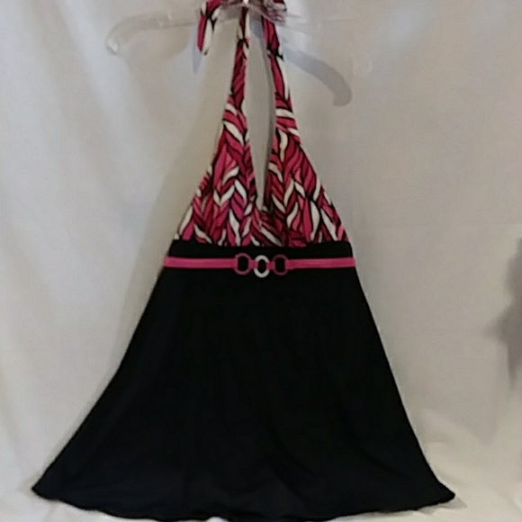 Jaclyn Smith 1 Pc Bathing Suit Dress 8 Blk/Pink - Picture 2 of 7